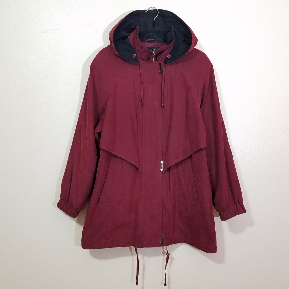 FS Limited Maroon Hooded Micro-suede Trench Coat